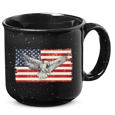 Distressed American USA Flag Eagle 15oz Campfire Ceramic Mug