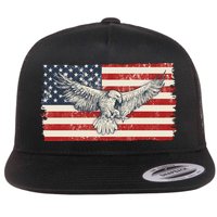 Distressed American USA Flag Eagle Flatbill Hat