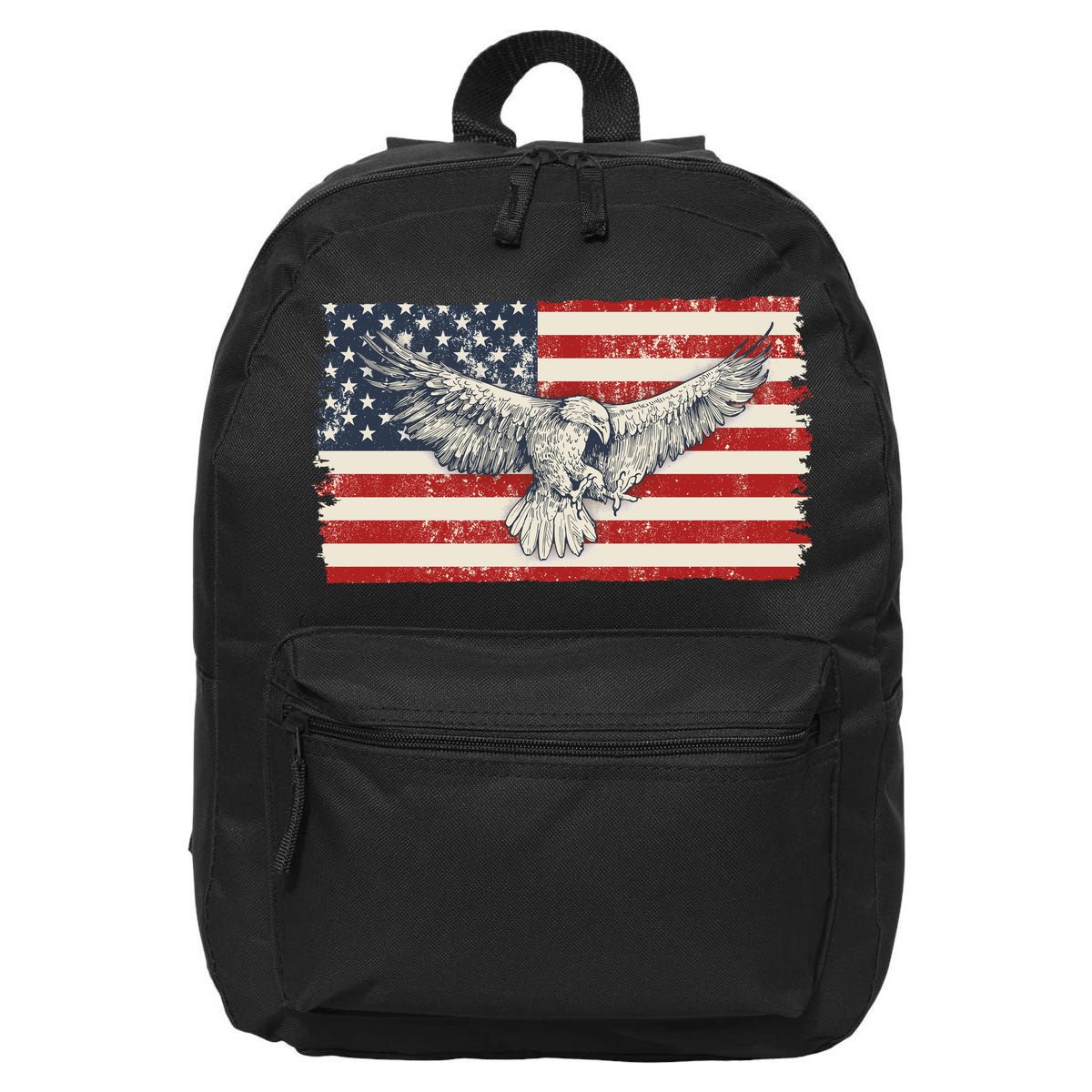 Distressed American USA Flag Eagle 16 in Basic Backpack