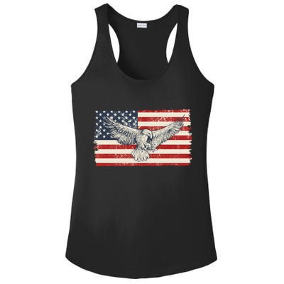 Distressed American USA Flag Eagle Ladies PosiCharge Competitor Racerback Tank