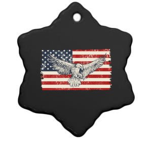 Distressed American USA Flag Eagle Ceramic Star Ornament