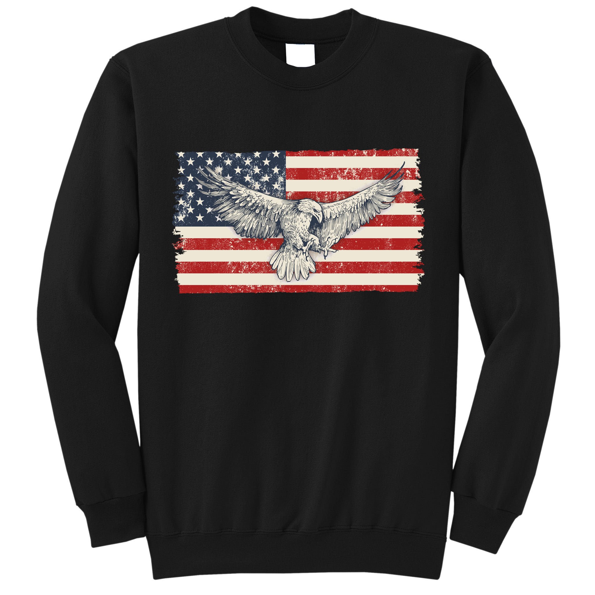 Distressed American USA Flag Eagle Tall Sweatshirt