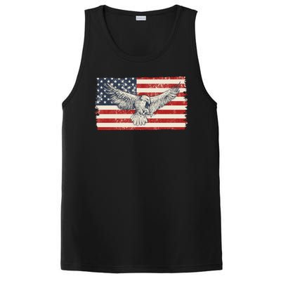 Distressed American USA Flag Eagle PosiCharge Competitor Tank