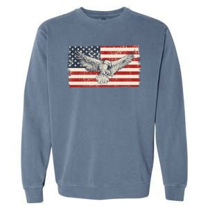 Distressed American USA Flag Eagle Garment-Dyed Sweatshirt