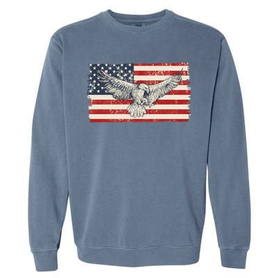 Distressed American USA Flag Eagle Garment-Dyed Sweatshirt