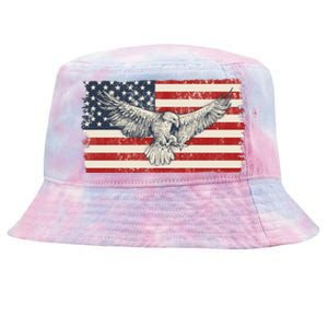 Distressed American USA Flag Eagle Tie-Dyed Bucket Hat