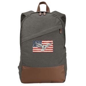 Distressed American USA Flag Eagle Cotton Canvas Backpack