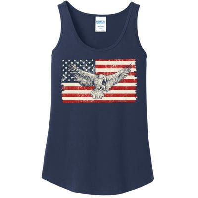 Distressed American USA Flag Eagle Ladies Essential Tank