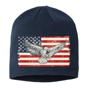 Distressed American USA Flag Eagle Sustainable Beanie