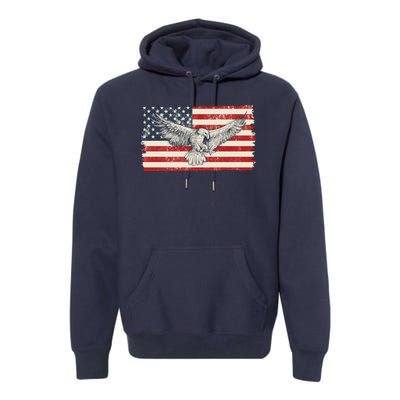 Distressed American USA Flag Eagle Premium Hoodie