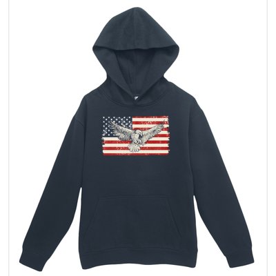 Distressed American USA Flag Eagle Urban Pullover Hoodie