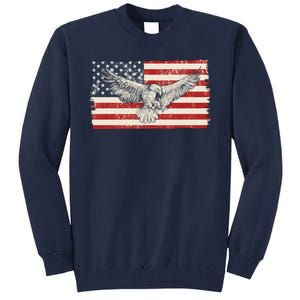 Distressed American USA Flag Eagle Tall Sweatshirt