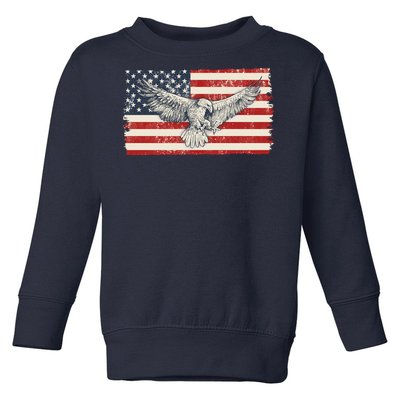 Distressed American USA Flag Eagle Toddler Sweatshirt