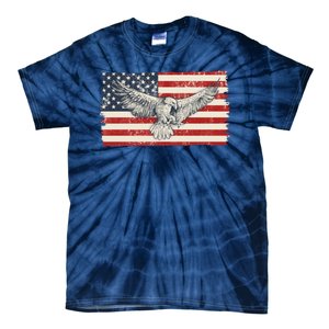 Distressed American USA Flag Eagle Tie-Dye T-Shirt