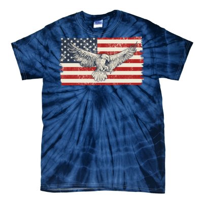 Distressed American USA Flag Eagle Tie-Dye T-Shirt