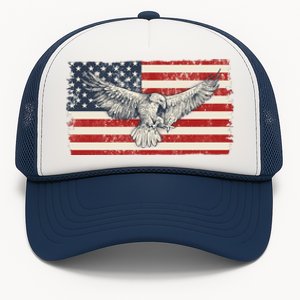 Distressed American USA Flag Eagle Trucker Hat