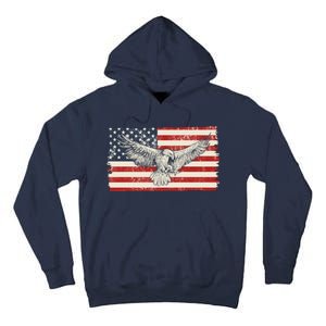 Distressed American USA Flag Eagle Tall Hoodie