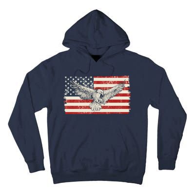 Distressed American USA Flag Eagle Tall Hoodie