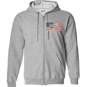 Distressed American USA Flag Eagle Full Zip Hoodie