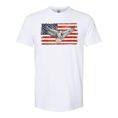 Distressed American USA Flag Eagle Softstyle CVC T-Shirt