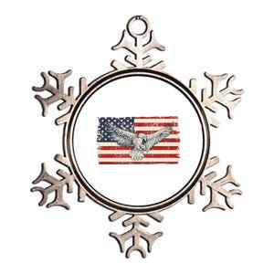 Distressed American USA Flag Eagle Metallic Star Ornament