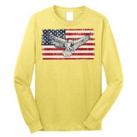 Distressed American USA Flag Eagle Long Sleeve Shirt