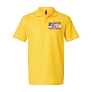 Distressed American USA Flag Eagle Softstyle Adult Sport Polo