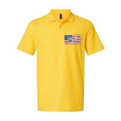 Distressed American USA Flag Eagle Softstyle Adult Sport Polo