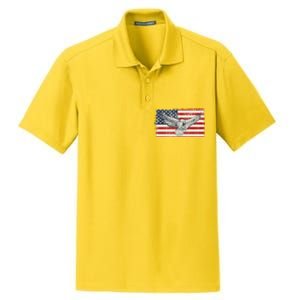 Distressed American USA Flag Eagle Dry Zone Grid Polo