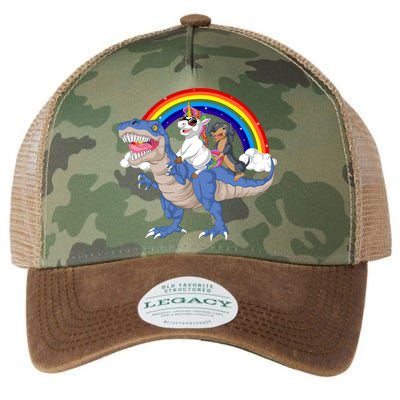 Dachshund And Unicorn Riding Dinosaur Legacy Tie Dye Trucker Hat