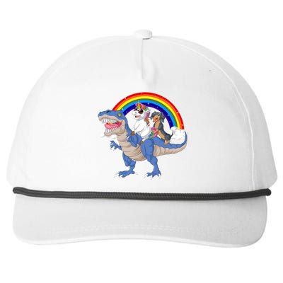 Dachshund And Unicorn Riding Dinosaur Snapback Five-Panel Rope Hat