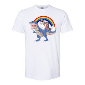 Dachshund And Unicorn Riding Dinosaur Softstyle CVC T-Shirt