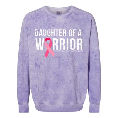 Daughter Of A Warrior Breast Cancer Awareness Colorblast Crewneck Sweatshirt