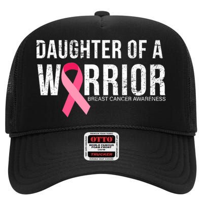 Daughter Of A Warrior Breast Cancer Awareness High Crown Mesh Back Trucker Hat