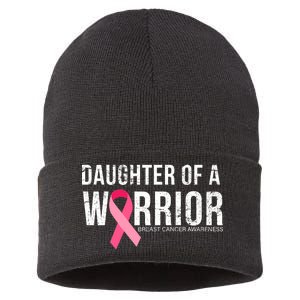 Daughter Of A Warrior Breast Cancer Awareness Sustainable Knit Beanie