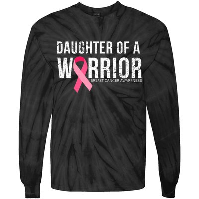 Daughter Of A Warrior Breast Cancer Awareness Tie-Dye Long Sleeve Shirt