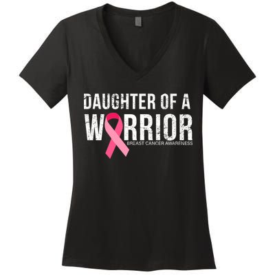 Daughter Of A Warrior Breast Cancer Awareness Women's V-Neck T-Shirt