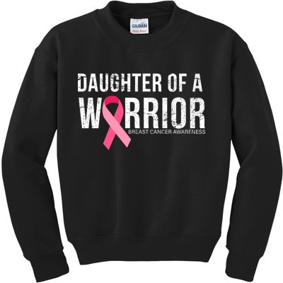 Daughter Of A Warrior Breast Cancer Awareness Kids Sweatshirt