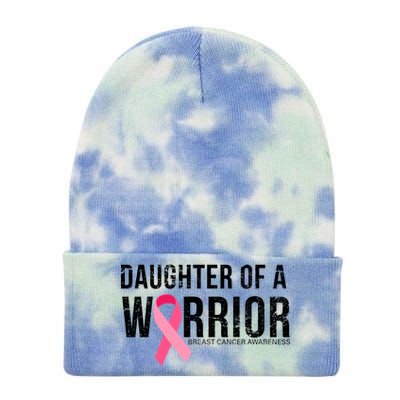 Daughter Of A Warrior Breast Cancer Awareness Tie Dye 12in Knit Beanie