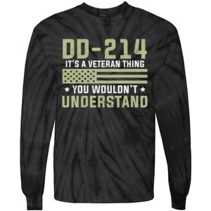 Dd214 Alumni Veteran U.S. Flag Soldier Tie-Dye Long Sleeve Shirt