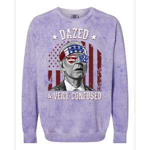 Dazed And Very Confused Biden Funny 4th Of July Colorblast Crewneck Sweatshirt