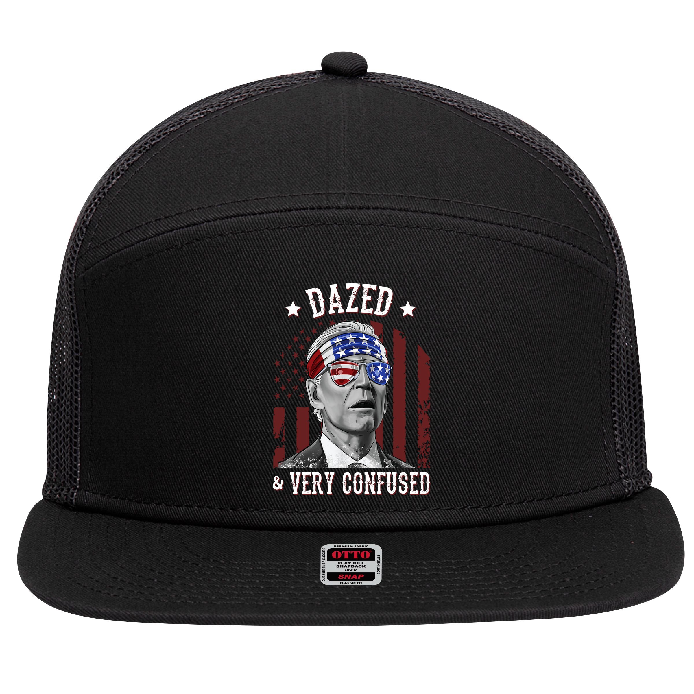 Dazed And Very Confused Biden Funny 4th Of July 7 Panel Mesh Trucker Snapback Hat