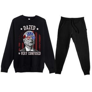 Dazed And Very Confused Biden Funny 4th Of July Premium Crewneck Sweatsuit Set