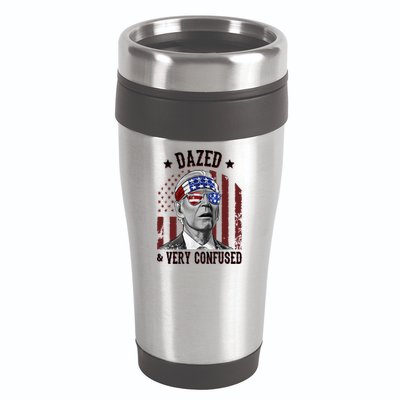 Dazed And Very Confused Biden Funny 4th Of July 16oz Travel Tumbler