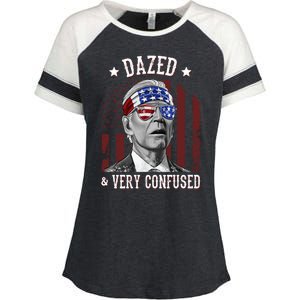 Dazed And Very Confused Biden Funny 4th Of July Enza Ladies Jersey Colorblock Tee