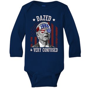 Dazed And Very Confused Biden Funny 4th Of July Baby Long Sleeve Bodysuit