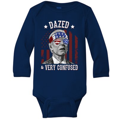 Dazed And Very Confused Biden Funny 4th Of July Baby Long Sleeve Bodysuit