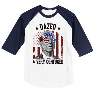 Dazed And Very Confused Biden Funny 4th Of July Baseball Sleeve Shirt