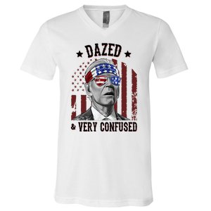 Dazed And Very Confused Biden Funny 4th Of July V-Neck T-Shirt