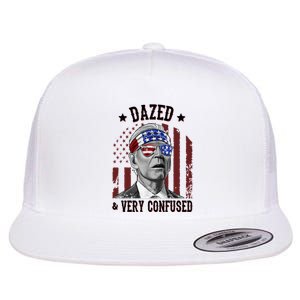 Dazed And Very Confused Biden Funny 4th Of July Flat Bill Trucker Hat